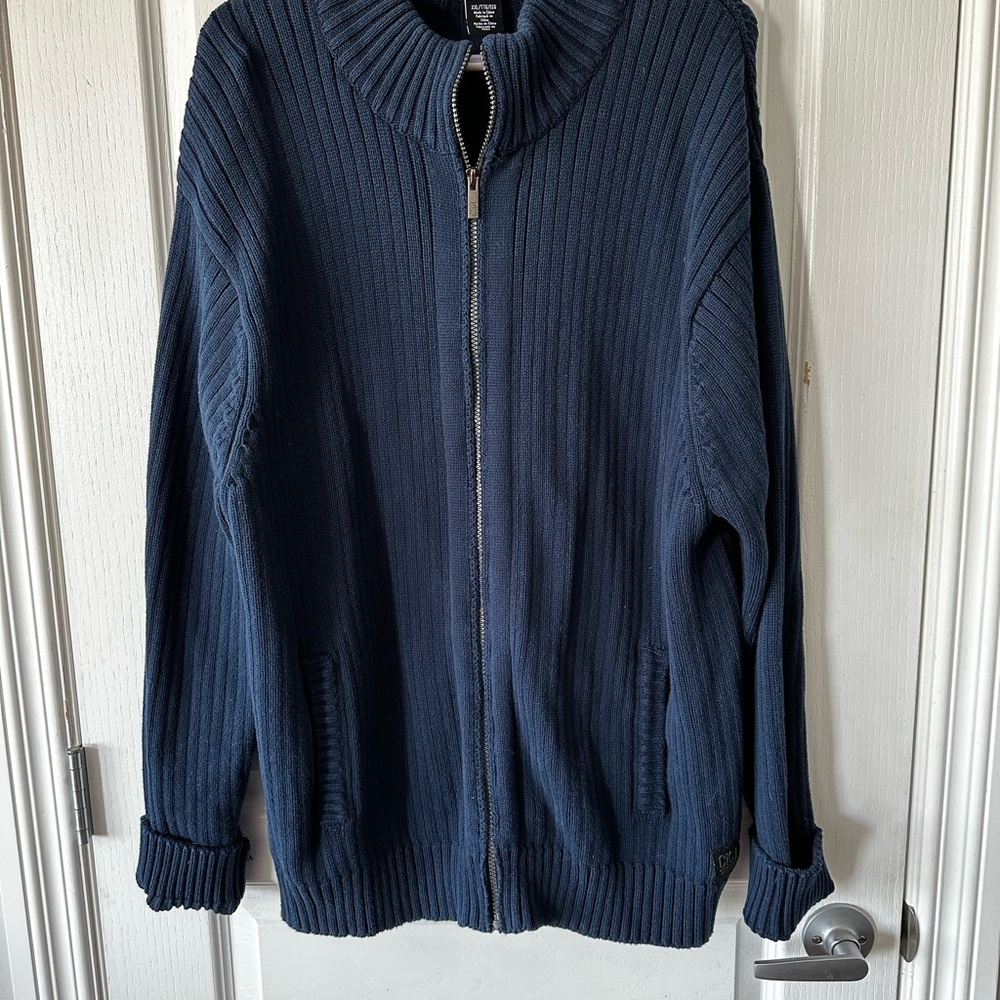 Men's Navy Blue Full-Zip Sweater
